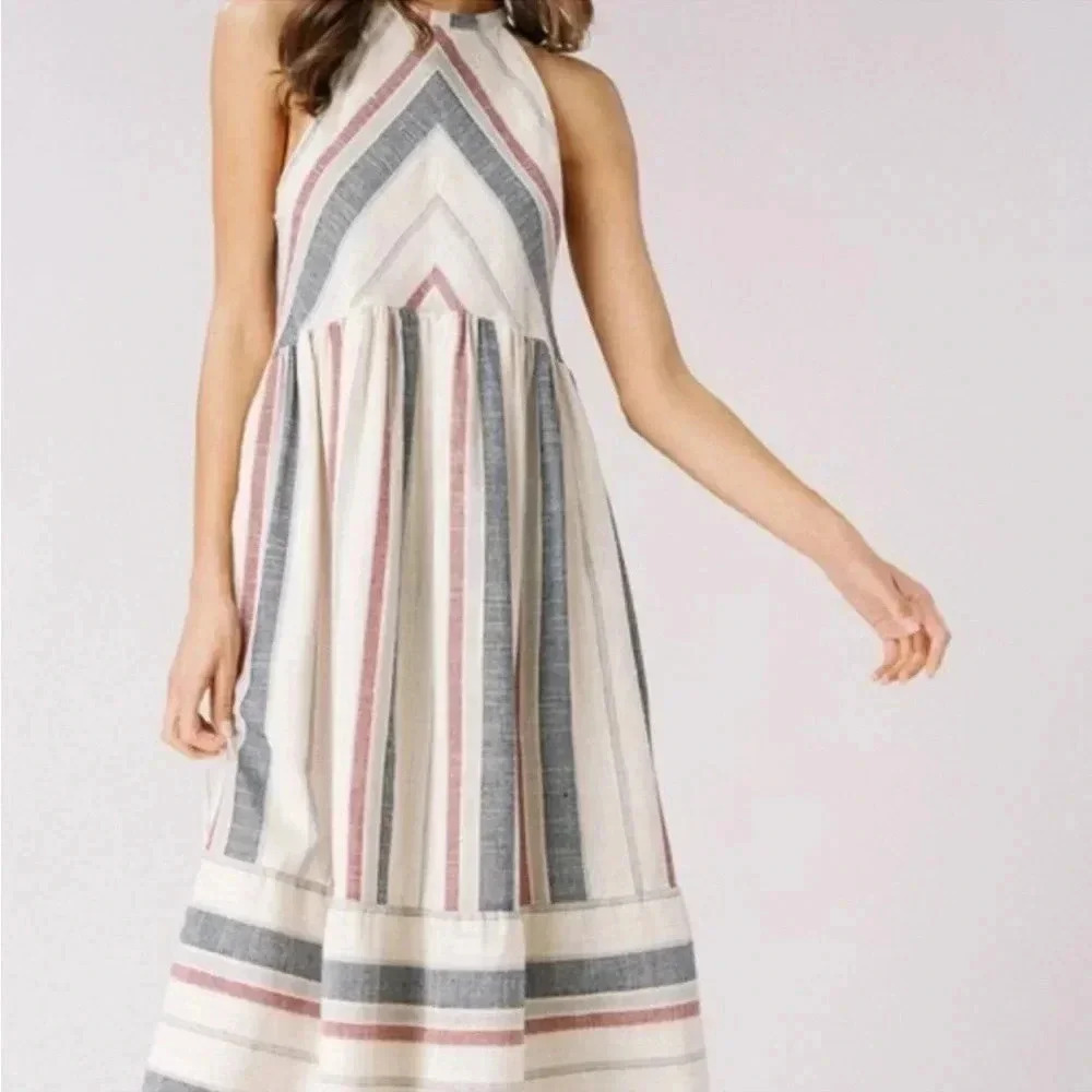 Listicle Midi Length, Halter Neck Striped in excellent condition Dress SizeL